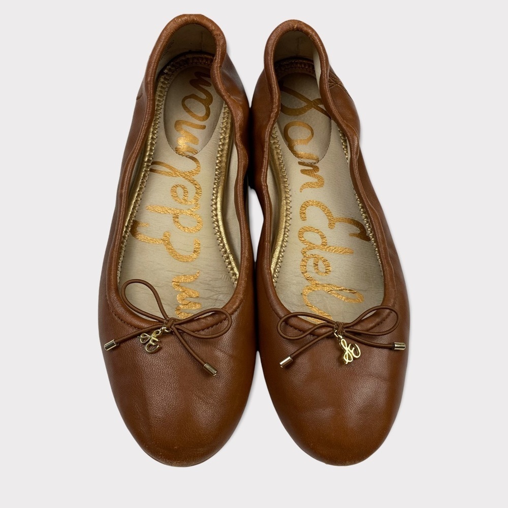 Sam Edelman Womens Saddle Brown Leather Ballerina Flat